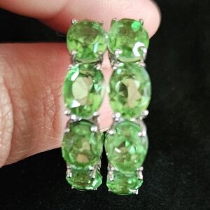 Ever True Chartreuse Quartz 20.50 ctw Hoop Earrings in Platinum Bond